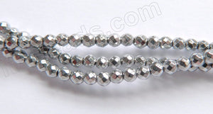 Silvery Hematite  -  Small Faceted Round 15"    3mm