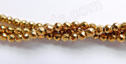 Gold Hematite  -  Small Faceted Round 15"