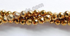 Gold Hematite  -  Small Faceted Round 15"