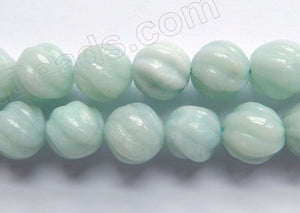 Amazonite AA  -  Carved Swirl Beads  16"