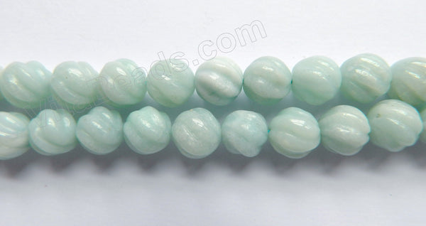 Amazonite AA  -  Carved Swirl Beads  16"