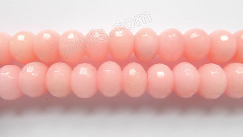 Light Pink Peach Jade  -  Big Faceted Rondels  15"