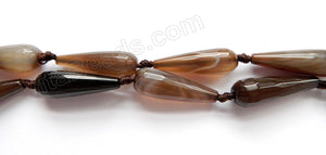 Brown Black Agate  -  10x30mm Faceted Drop 16"
