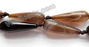 Brown Black Agate  -  10x30mm Faceted Drop 16"