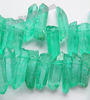 Green Apatite Crystal Natural AAA -  Graduated Faceted Tooth  16"