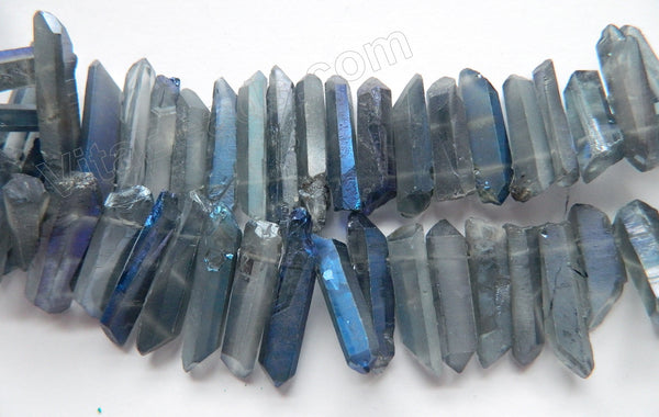 Frosted Iolite Crystal Natural AAA  -  Graduated Faceted Tooth  16"