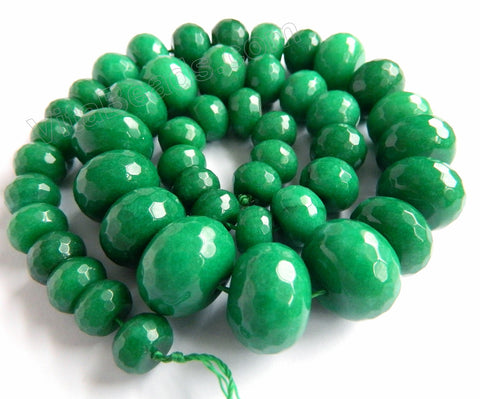 Bright Green Jade   Graduated Faceted Rondels 15.5"    5x8mm - 12x16mm