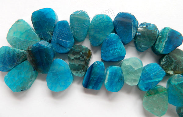 Dark Turquoise Blue Fire Agate  -  Graduated Flat Ladder Strand  16"