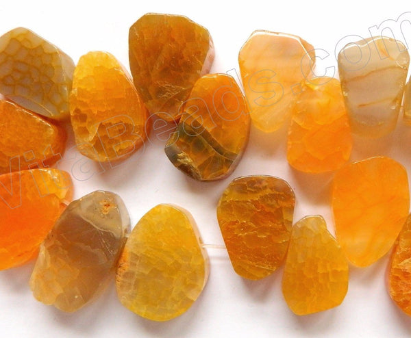 Orange Yellow Fire Agate  -  Graduated Flat Ladder Strand  16"