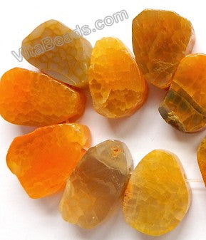 Orange Yellow Fire Agate  -  Graduated Flat Ladder Strand  16"