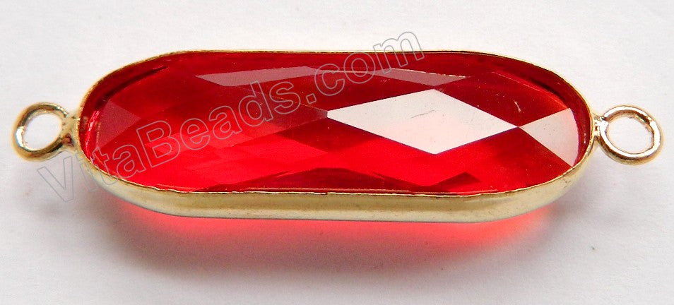 Red Crystal  -  Gold Trim Connector
