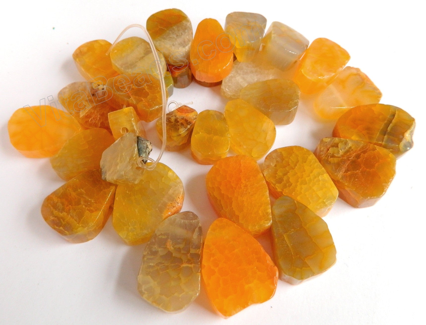 Orange Yellow Fire Agate  -  Graduated Flat Ladder Strand  16"