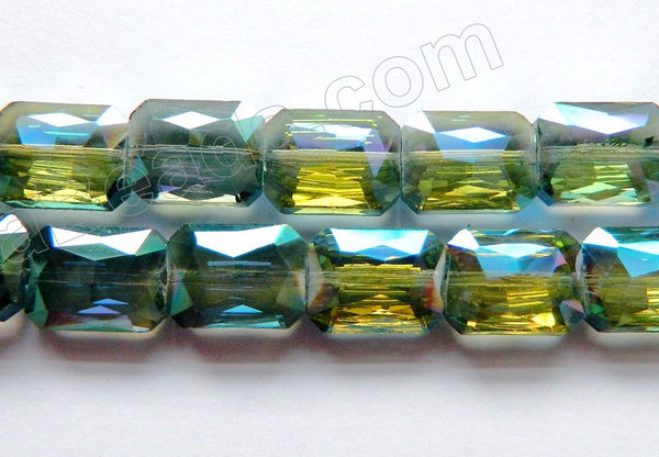 Mystic TQ Green Crystal  -  Faceted Rectangles 10"