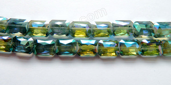 Mystic TQ Green Crystal  -  Faceted Rectangles 10"