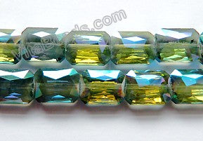 Mystic TQ Green Crystal  -  Faceted Rectangles 10"