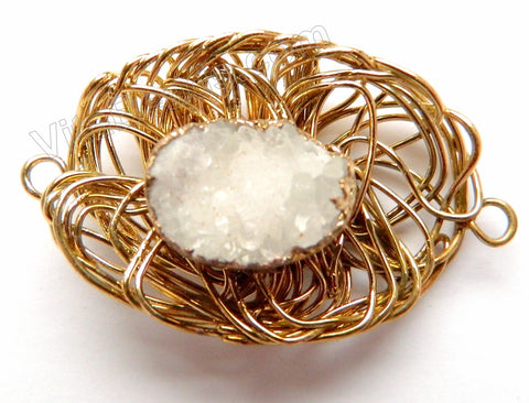 Druzy Nest Connector White Crystal - 01