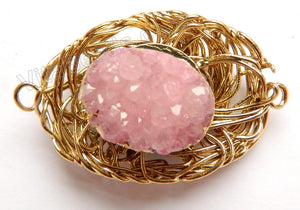 Druzy Nest Connector Pink Crystal - 01