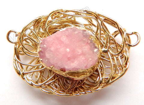 Druzy Nest Connector Pink Crystal - 02