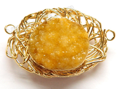 Druzy Nest Connector Yellow Crystal - 01