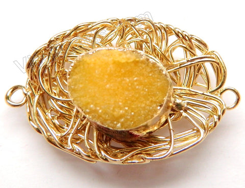 Druzy Nest Connector Yellow Crystal - 02