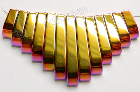 Two Tone Plated Hematite - Gold / Purple Graduated 13 pc Pendant Set