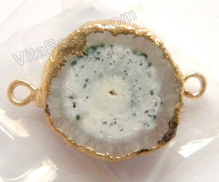 Druzy Crystal Flower Connector - Grey - 09 w/ Gold Edge