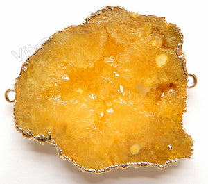 Druzy Crystal Hollow Connector - Yellow - 02 w/ Gold Edge