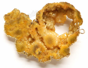 Druzy Crystal Hollow Connector - Yellow - 03 w/ Gold Edge