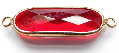 Dark Red Crystal  -  Gold Trim Connector