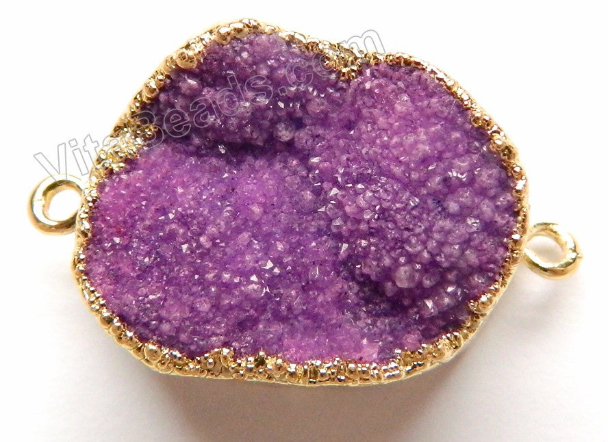 Druzy Agate Connector - Dark Purple w/ Gold Edge