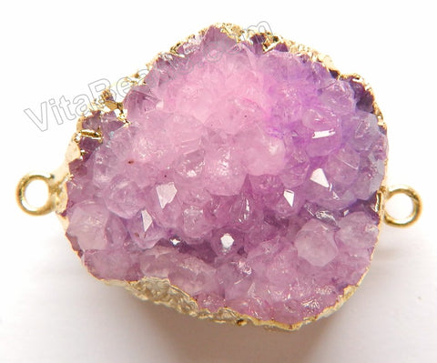 Druzy Agate Connector - Light Purple w/ Gold Edge