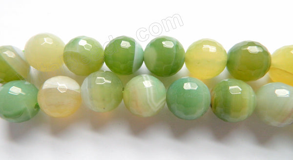 Light Olive Green Sardonix Agate  -  Faceted Round 16"