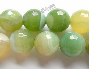 Light Olive Green Sardonix Agate  -  Faceted Round 16"