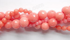 Pink Peach Mashan Jade  -  Faceted Round  15"
