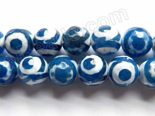 DZi Agate Blue Eye  -  Faceted Round  15"