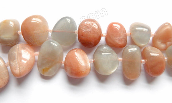 Mixed Grey Pink Moonstone  -  12x15-18x25mm Graduated Smooth Tumble  16"