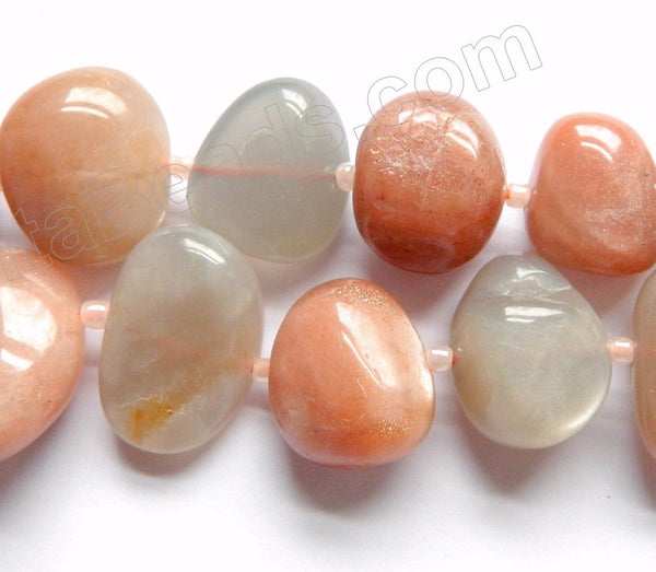 Mixed Grey Pink Moonstone  -  12x15-18x25mm Graduated Smooth Tumble  16"