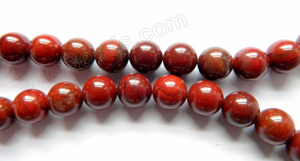 Red Silver Leaf Jasper AA  -  Smooth Round Beads  15.5"