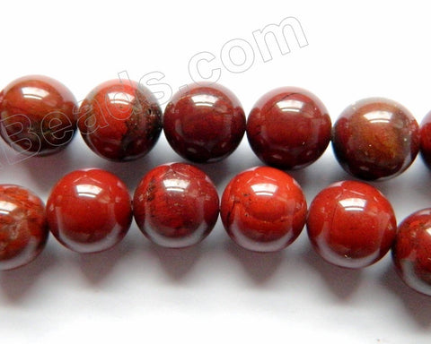 Red Silver Leaf Jasper AA  -  Smooth Round Beads  15.5"