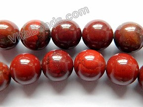 Red Silver Leaf Jasper AA  -  Smooth Round Beads  15.5"