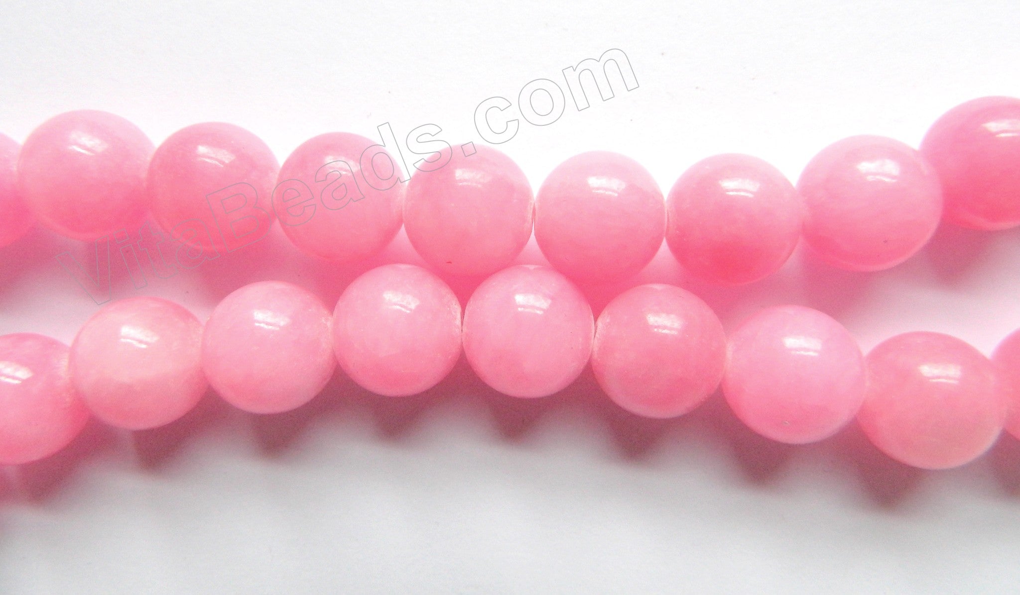 Light Hot Pink Mashan Jade  -  Smooth Round  16"