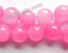 Fuchsia Pink Semi Transparent Jade  -  Big Smooth Round Beads  16"