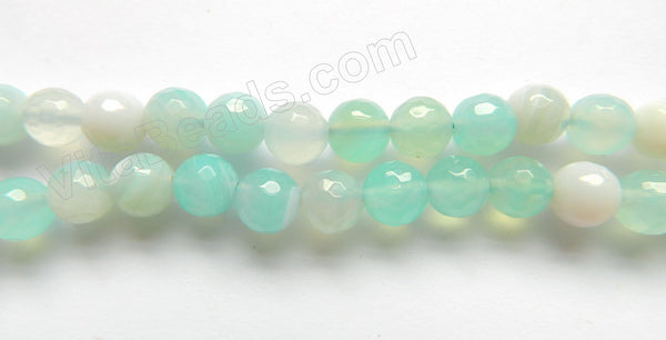 Light Peruvian Sardonix Agate  -  8mm Faceted Round 15"