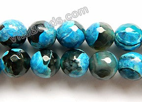 Royal Blue Black Mixed Fire Agate  -  Faceted Round  15"