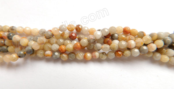 Crazy Lace Agate A  -  Small Faceted Round Beads 16"    3mm
