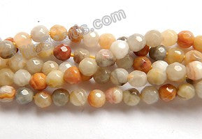 Crazy Lace Agate A  -  Small Faceted Round Beads 16"    3mm