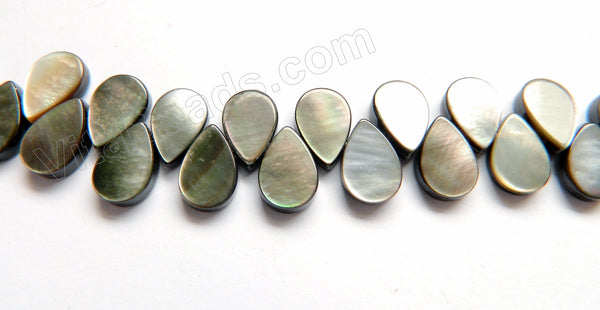 Grey Mother of Pearl Shell -  Top Drilled Flat Briolette 12"