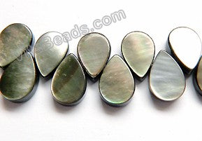 Grey Mother of Pearl Shell -  Top Drilled Flat Briolette 12"