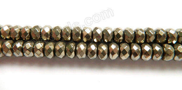 Pyrite Plated Hematite  -  Faceted Rondel 15"