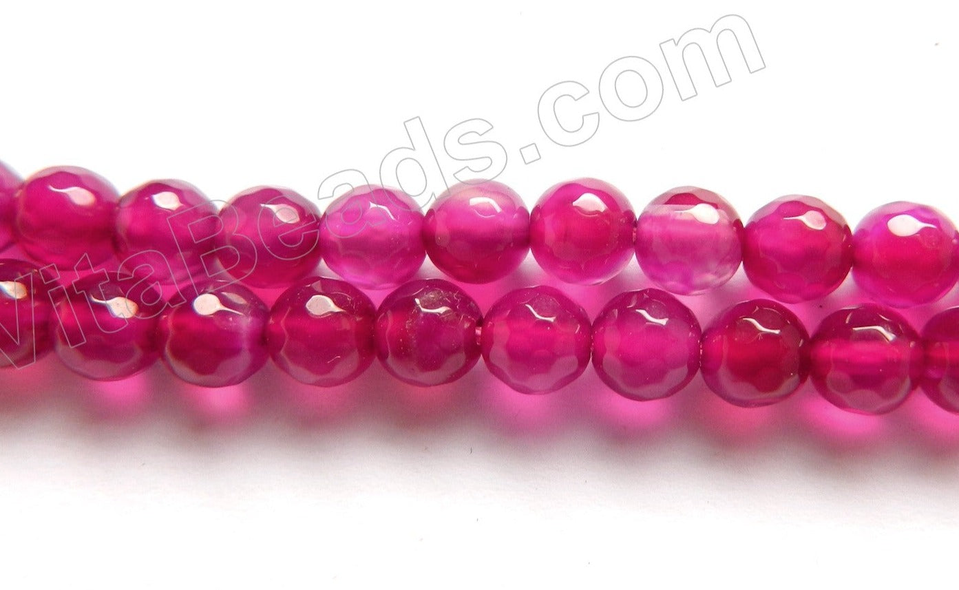 Fuchsia Agate Dark  -  Faceted Round  14"